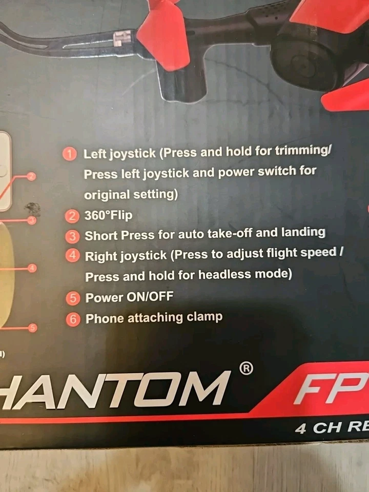SKY PHANTOM FPV 4 CH REMOTE CONTROL DRONE (RED / AGES 14+)NIB - Image 3 of 4
