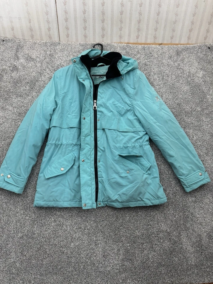 Abrigo de invierno Zero Xposure para mujer XL forrado de piel sintética cálido capucha extraíble azul aguamarina Foto 4 de 4