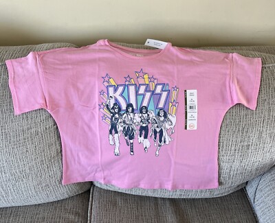 KISS Rock Band Cropped T-Shirt Girls XL 14/16 Womens (see