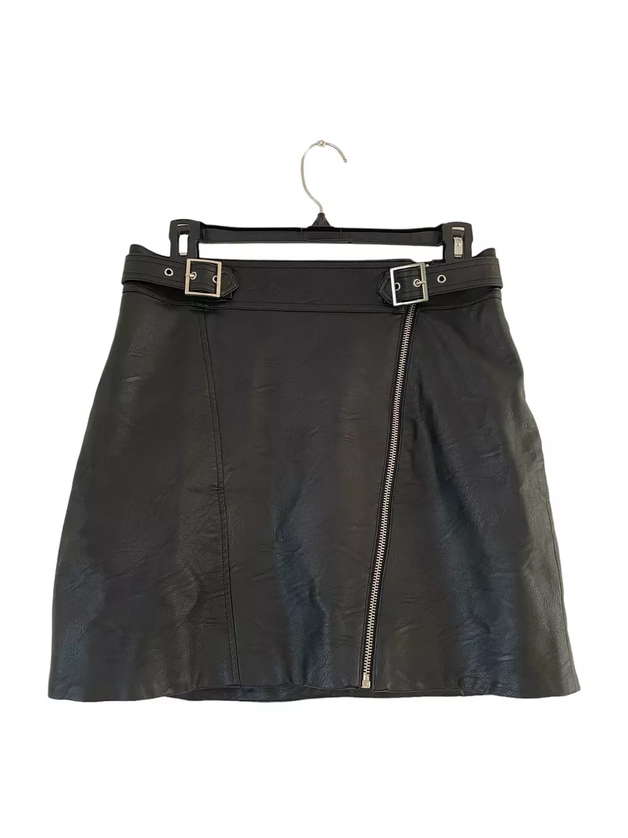 Topshop black leather skirt top