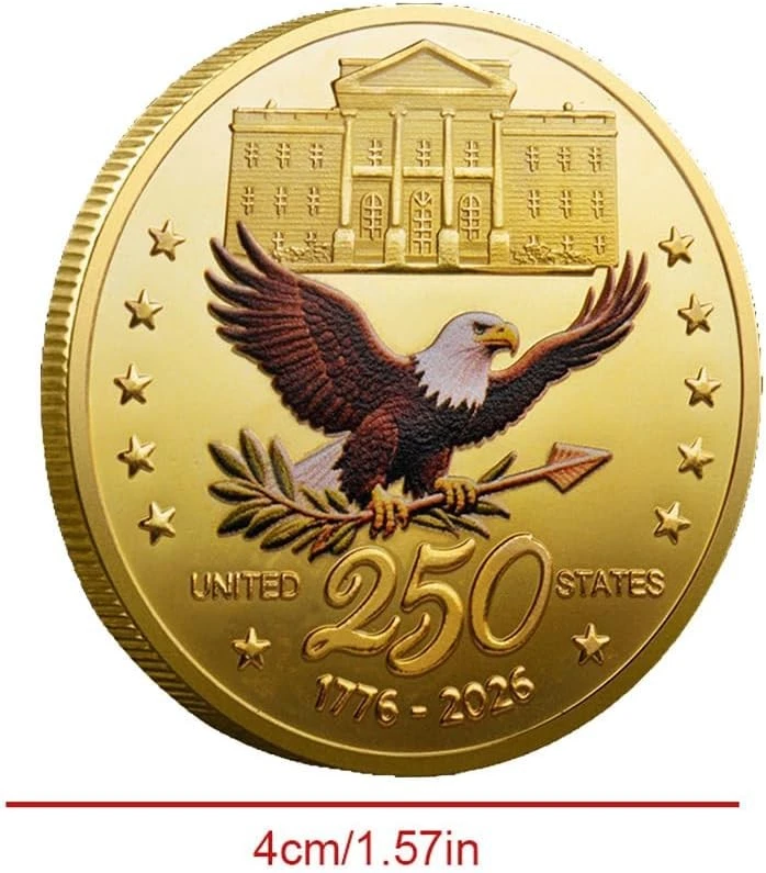 U.S. Army 250th Anniversary Commemorative Gold-Plated Challenge Coin, Double-Sid