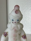 FENTON Art Glass 4.5" Sitting CLOWN Handpainted, Signed by Artist, Floral Design