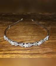Silver Floral Faux Pearl Crystal Headband BNIB