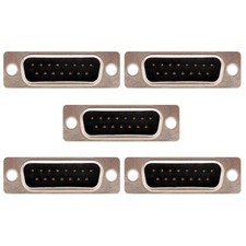 5 Pcs D-Sub DB15 15 Pin Male Plug Connector Solder Type Cup Socket Wire Assembly