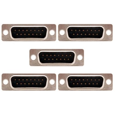 5 Pcs D-Sub DB15 15 Pin Male Plug Connector Solder Type Cup Socket Wire Assembly