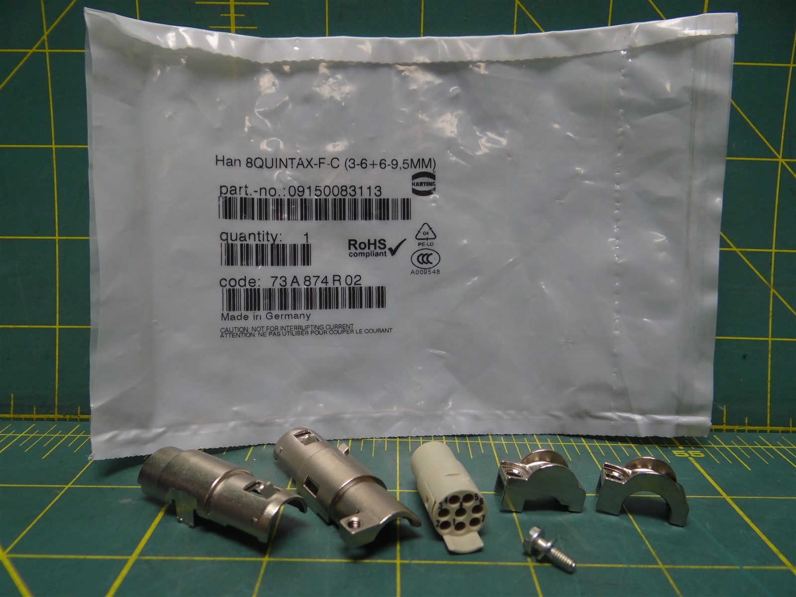 Harting 09150083113 8QUINTAZ-F-C (3-6+6-9.5mm) Female Insert W/O Contacts 8-Pos