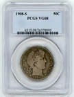 1908-S BARBER HALF DOLLAR PCGS VG08