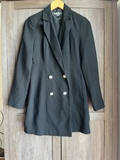 Primark Ladies Black Long Line Dressy Diamante Button Blazer Jacket Sz 8