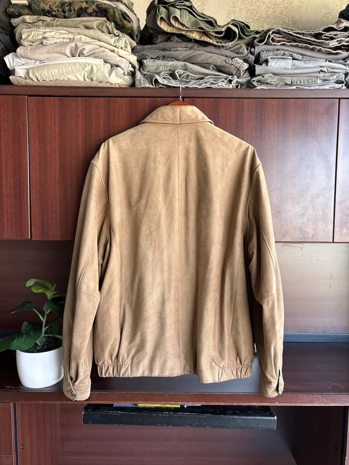 Chaqueta de bombardero Daniel Cremieux Collection para hombre de cuero gamuza marrón tostado talla XL Foto 4 de 4