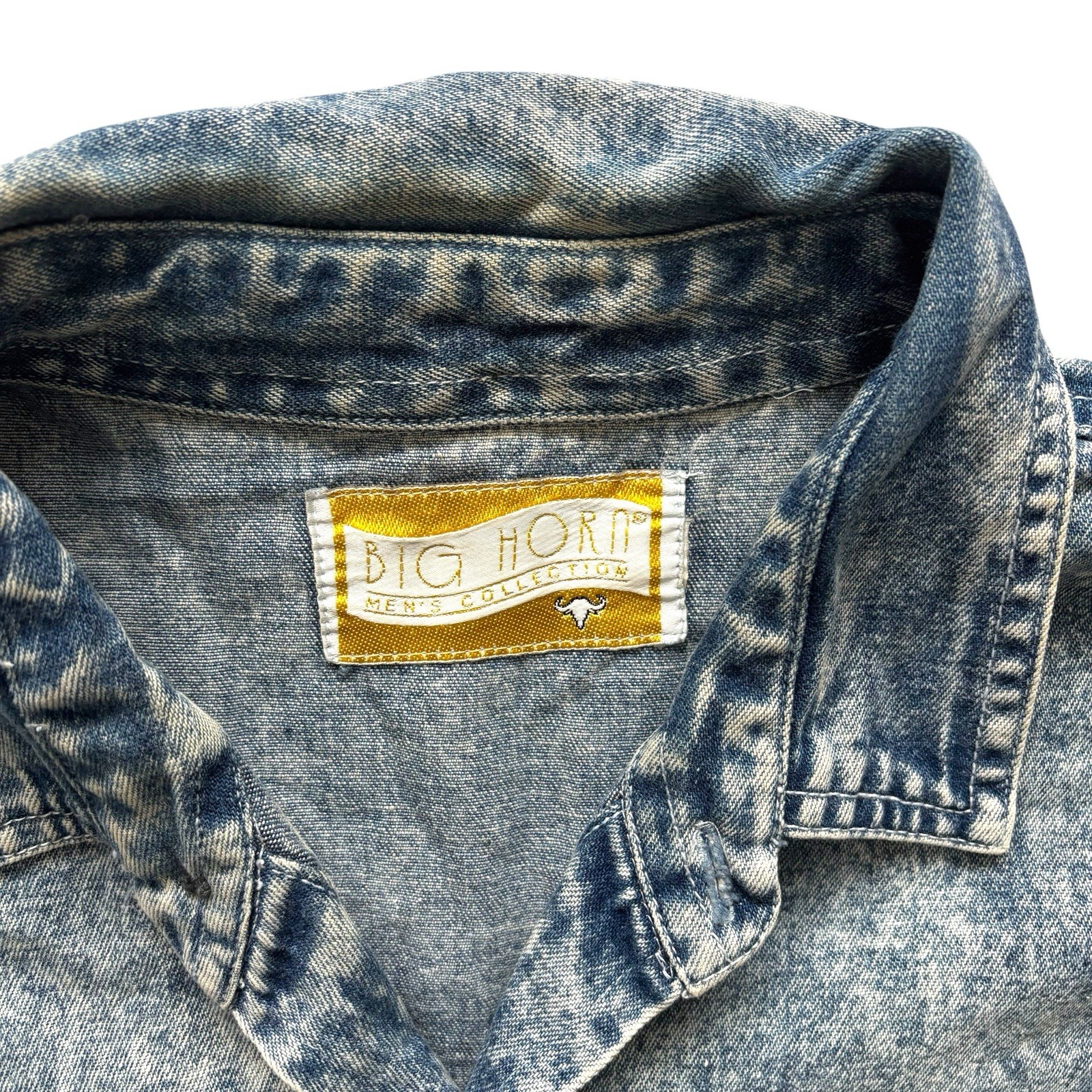Mens Vintage Acid Wash Denim Shirt 90s Indie Retro XXL 48" image 3