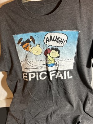 Peanuts Epic Fail Aaugh! Charlie Brown Lucy Football Dark Grey T-shirt Size M
