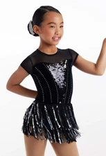 Dance Costume Weissman 14906 Medium Adult Silver Sequin Fringe Tap Jazz Sequin