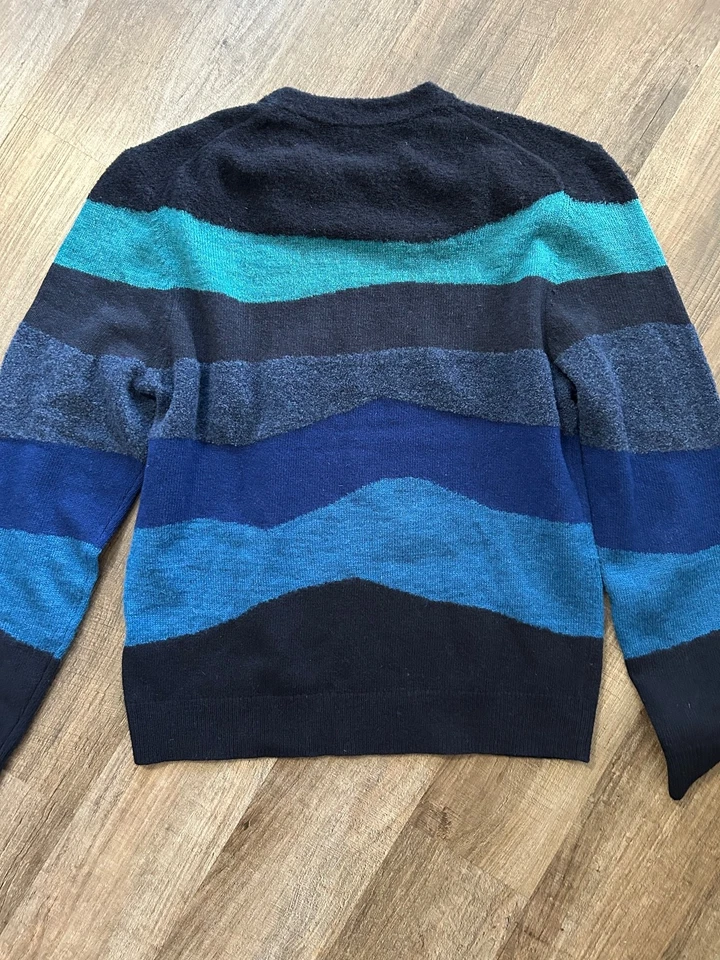 PS Paul Smith authentic wool blend blue waves colorblock crew sweater XL - Image 4 of 4