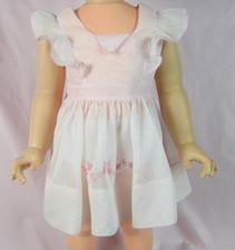  PINAFORE DRESS Toddler Girl Pink Organdy Sz 2 - 3 Lge Doll Sz fits Patti PP VTG