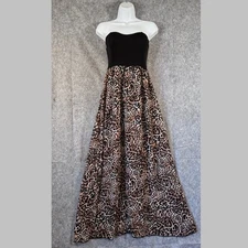 Y2K Wet Seal Dress Womens Large Strapless Leopard Sheer Babydoll Maxi Whimsigoth