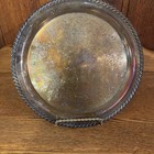 Vintage Fb Rogers Silver Serving Tray~Etched~Round~Platter ~Offering Plate