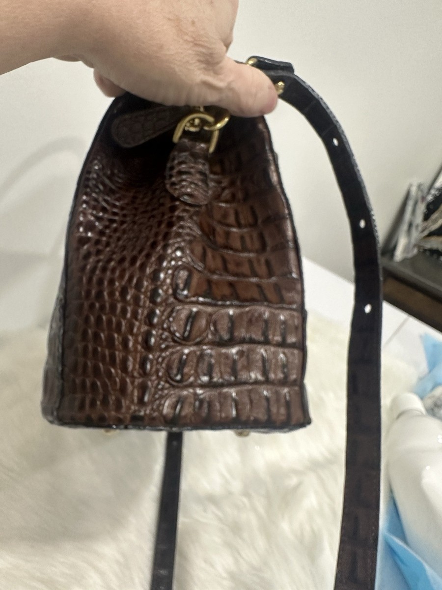 Brahmin Crandall Chocolate Whitney Satchel Handbag View 6