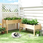 Outsunny 2 Tiers Raised Garden Bed, Wooden Elevated Planter Box, Natural