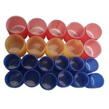 Vintage Lot of 18 Hair Rollers Red Yellow Blue Self Grip Plastic Lightweight