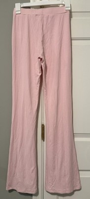 White Fox Ribbed Set Light Pink XS Flare Pant with Drawstring Tank