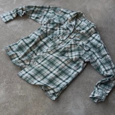 Arizona Jean Co. Green and White Plaid Flannel Shirt, Size M