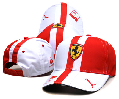 F1 Racing Team #16 LeClerc Red & White w/Stripes Baseball Cap. Factory 2nd.