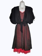 Vintage Topshop Sheer Black Dotty Dress (14) Soft Goth 90's Y2k Grunge Dark