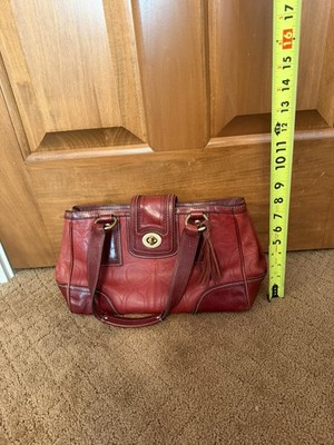 Vintage Coach Hampton Mahogany Red Leather Purse Shoulder Bag