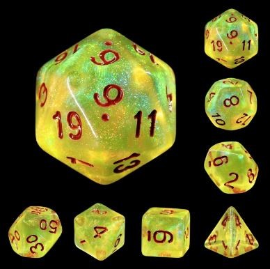 Galactic Dice Acrylic HD Dice Sets - Lemon Yellow Yellow - Brown Set of 7 Dice 1790₽