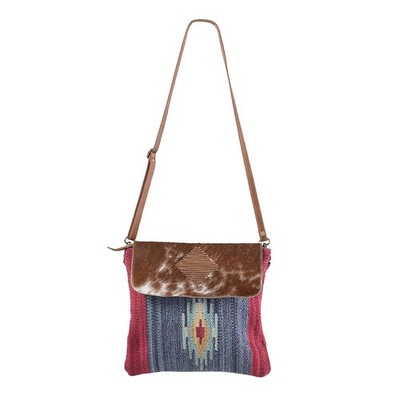 KB OHLAY KB191 Cross Body Upcycled Wool Upcycled Canvas Hair-On Genuine Leather