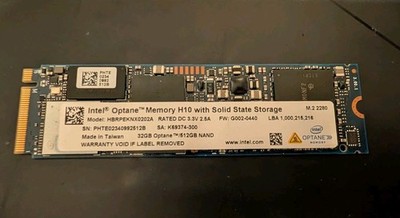 512GB Intel Optane HBRPEKNX0202A SSD M.2 2280 NVMe H20 512GB + 32GB Optane NAND