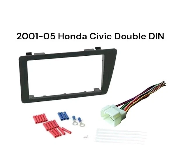 Kit de tablero Honda Civic 2001 2002 2003 2004 2005 instalación estéreo doble Din con cables Foto 2 de 4