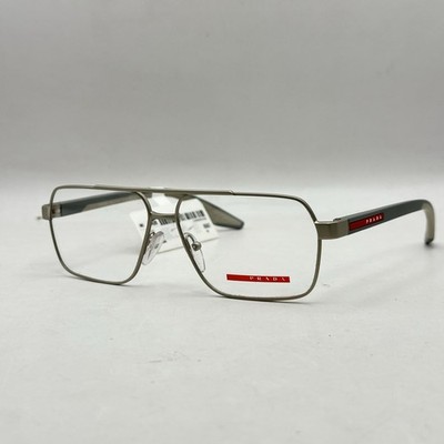 Prada Linea Rossa Double Bridge Metal Front Aviator Eyeglasses VPS 51T Champagne