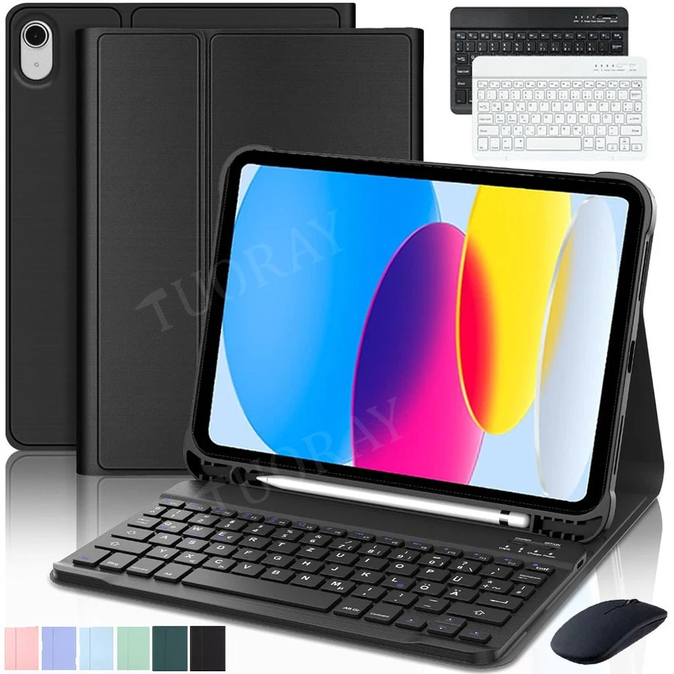 Tastatur Hülle Mit Stifthalter für iPad 11/10/9/8/7th A16 Air 6/5 Pro 11 QWERTZ - Bild 4 von 4