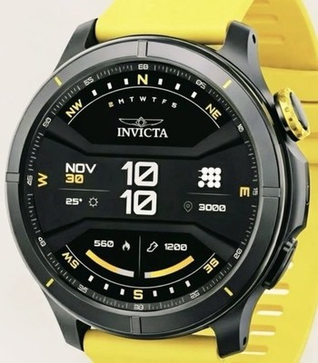 Invicta I-Tech 2 Pro Smartwatch 46mm Black Case Yellow Band GPS Mens Watch
