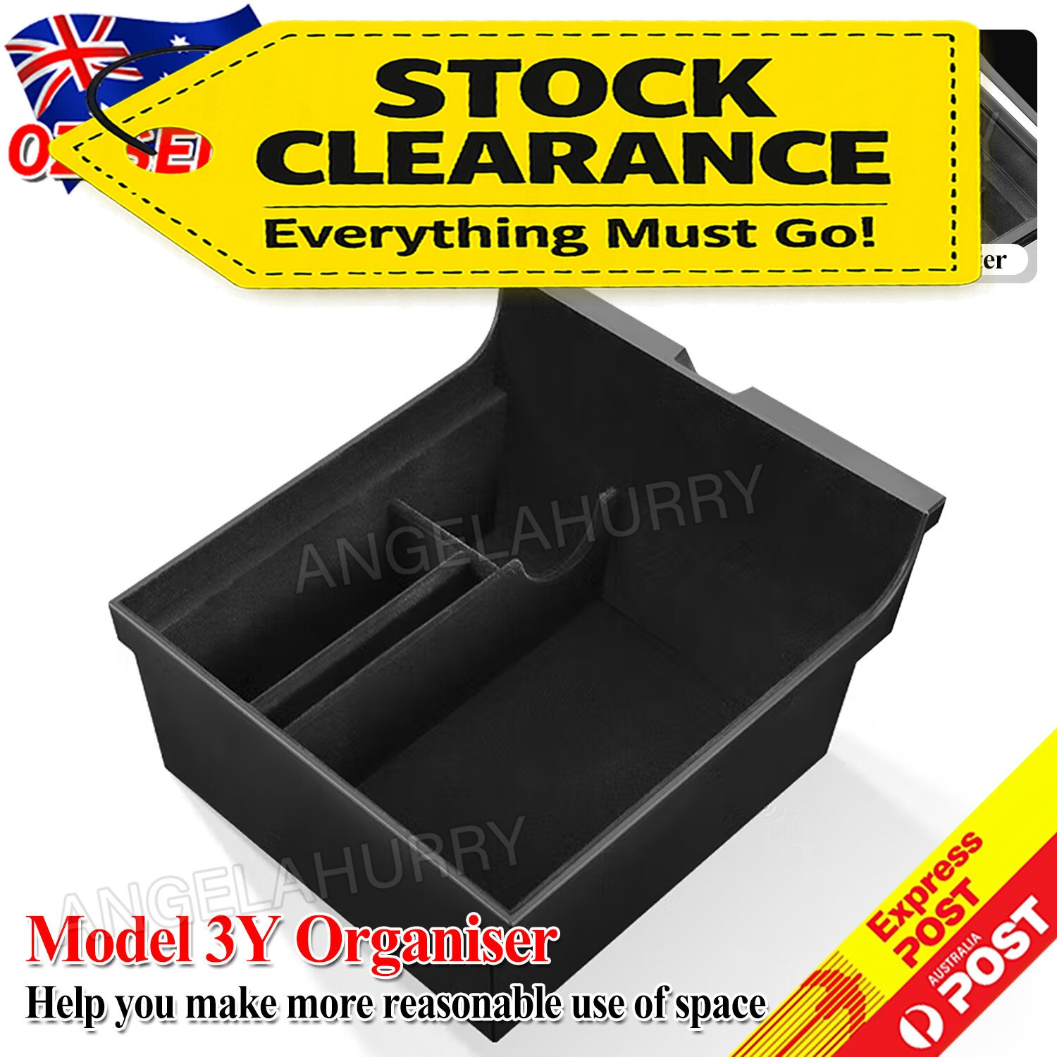 Tesla Model 3/Y 21-22 Center Console Organiser Armrest Fabric Finish Tray NEW