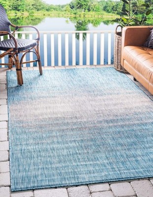 Unique Loom Outdoor Modern Collection Area Rug - Ombre (4' 1'' x 6' 1'' Rectangle,