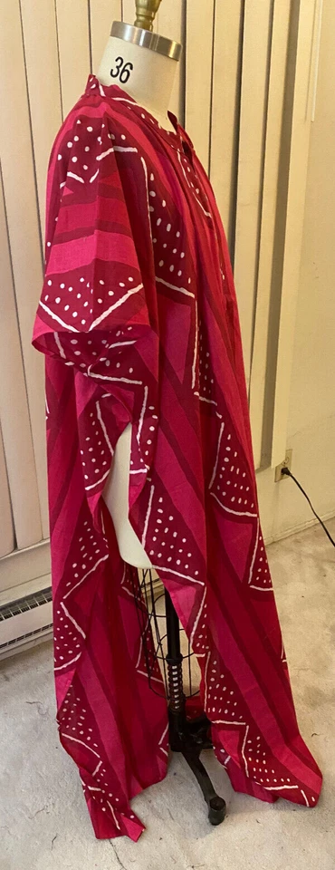 Kaftan Rosa Rojo Blanco Estampado Africano Tribal Para Mujer Hombre Unisex Algodón Naranja Foto 2 de 4