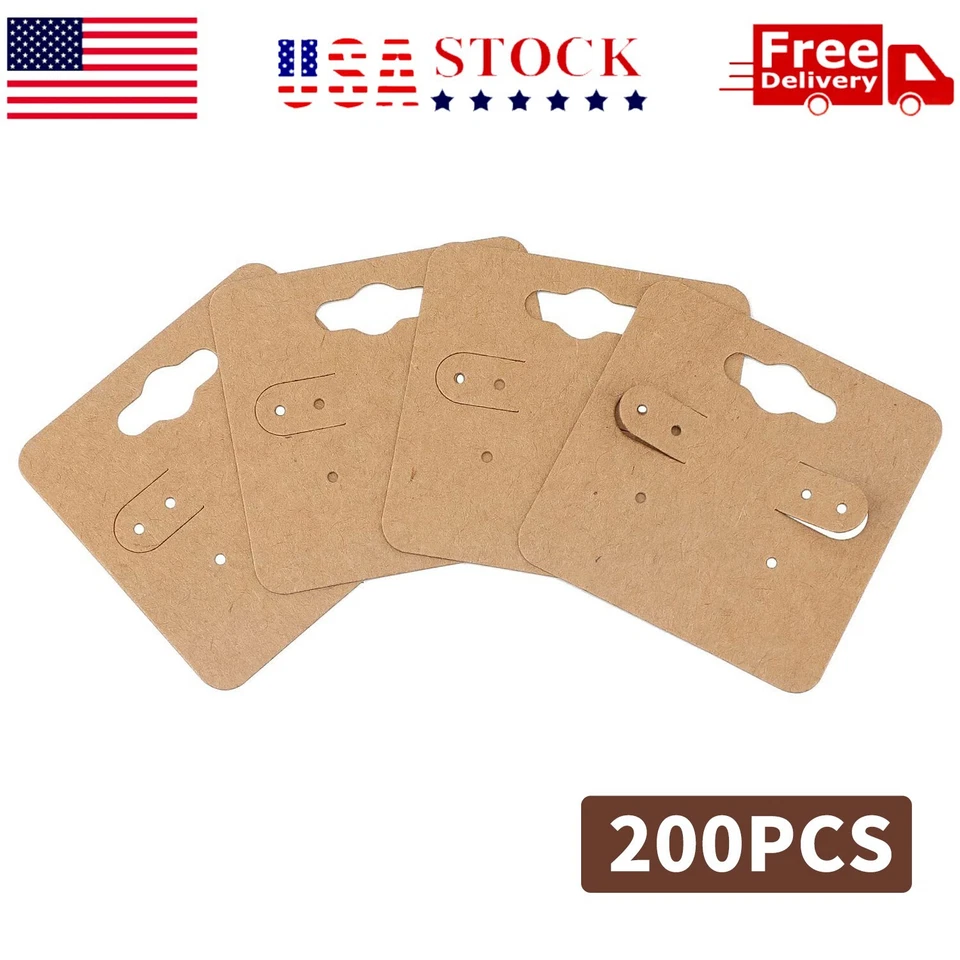 Paquete de 200 porta tarjetas de exhibición de pendientes para vender joyas pendientes Kraft 2"x2" Foto 4 de 4