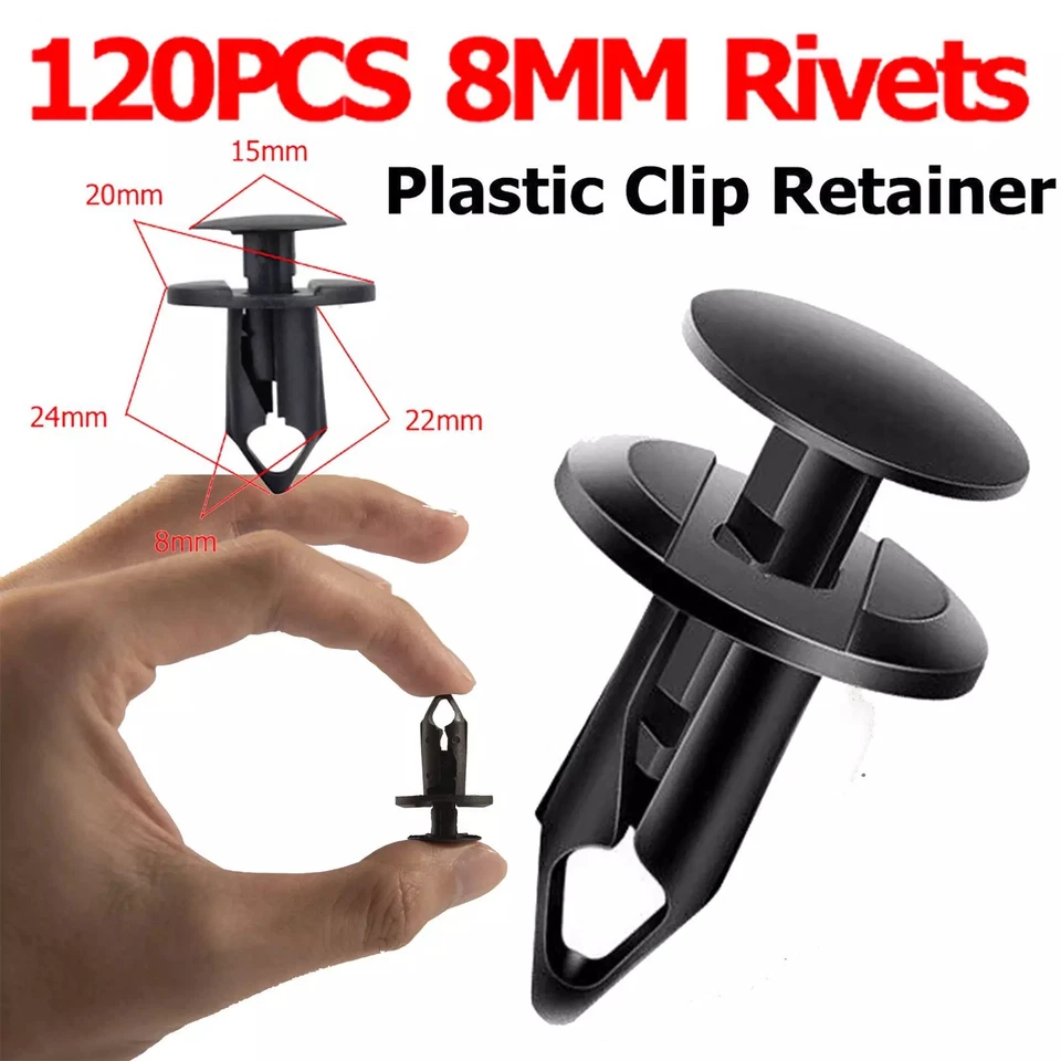 120x Car Retainer Auto Fasteners Push Trim Plastic Clips Pin Rivet Bumper Kit Foto 2 de 4