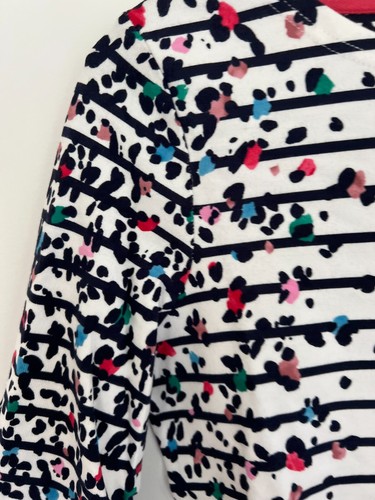 JOULES Harbour Top Size 10 Women's Cream Navy Stripe Leopard Print Cotton NEW - Picture 7 of 22