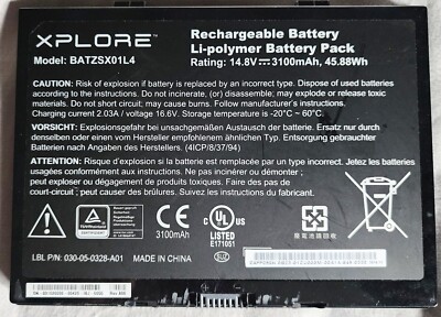 Xplore/Zebra R12/iX125R1 Tablet (BATKSX01L4) Battery | eBay
