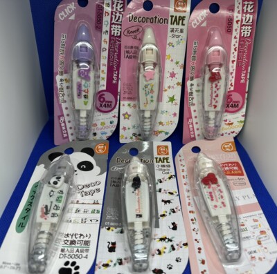 6 Pk DIY Lace Decoration Tape Pen Crafting Scrapbooking Decorative Tapes Pens