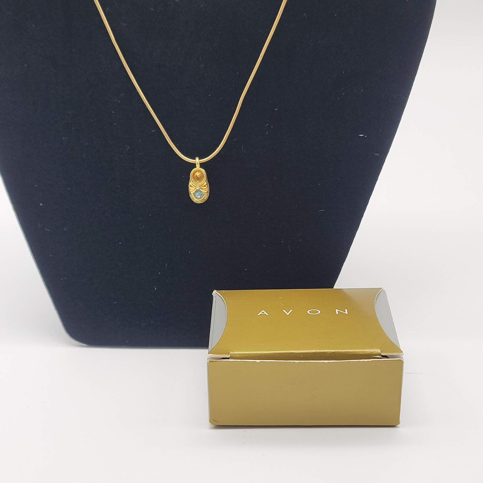 AVON Babie Bootie March Birthstone Charm and Necklace Baby Bootie Charm Necklace eBay