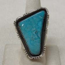  Southwest Sterling Silver and Turquoise Statement Ring Size 8 1/2