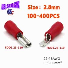 2.8mm Spade Terminals Male/Female Insulated Wire Crimp Connectors 22-16AWG Red
