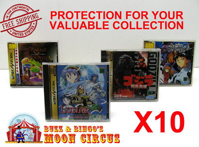 10x SEGA SATURN JAPAN STANDARD CD GAME CASE -CLEAR PLASTIC