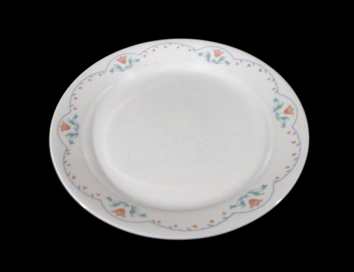 Corelle Set of 3 White Dinner Plates - Pink Floral with Blue Scallop Trim - Picture 5 of 12