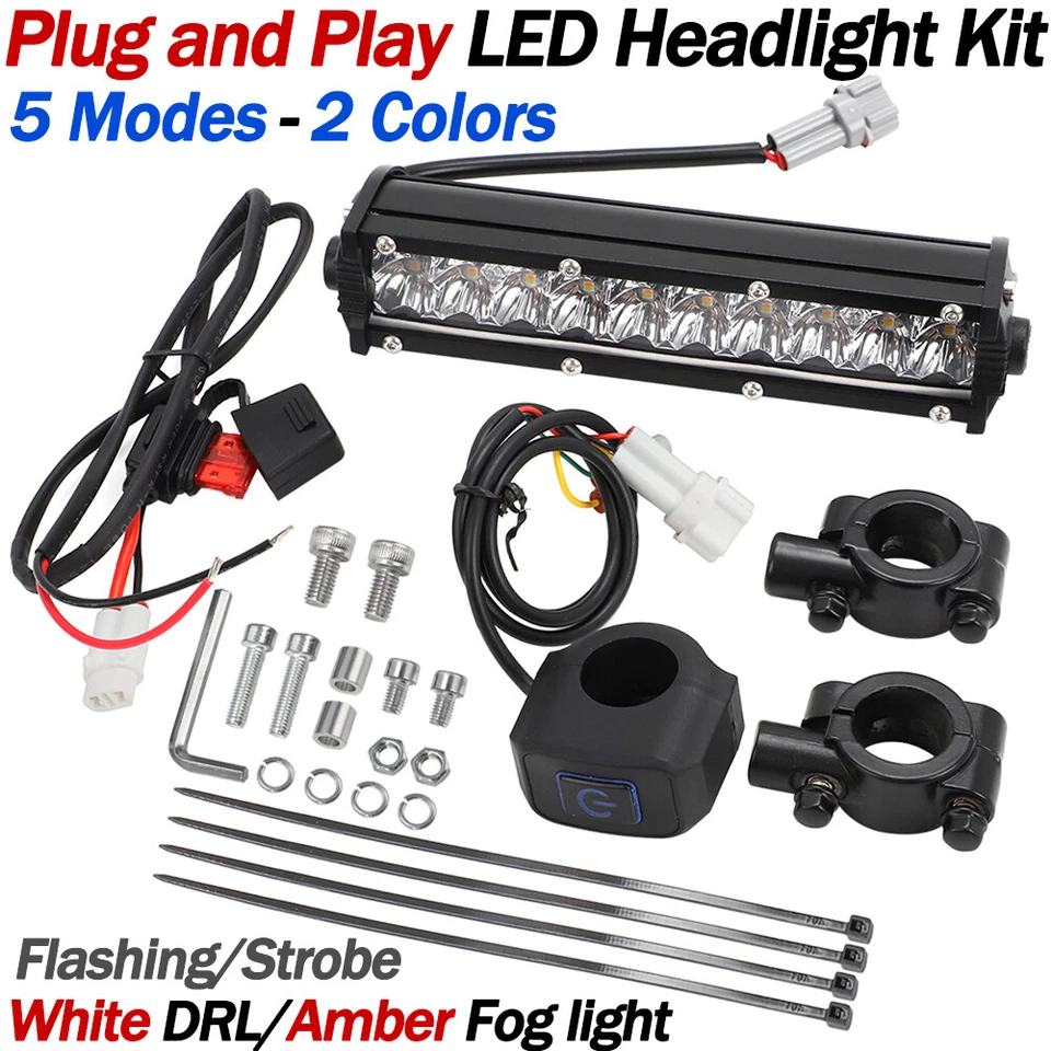 5 Modes LED Headlight Light Bar Lighting Kit For Honda Kawasaki Yamaha Dirt Bike - Image 2 of 4