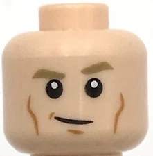 Lego New Minifigure Head Dual Sided Dark Tan Eyebrows Bandage Cheek Lines Part
